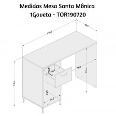 Mesa Santa Mônica 1 Gaveta - Med. 1,10 x 0,44